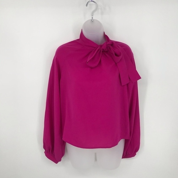 Shein Pink Long Sleeve Blouse with a Scarf Tie Neckline Size S - Picture 2 of 7